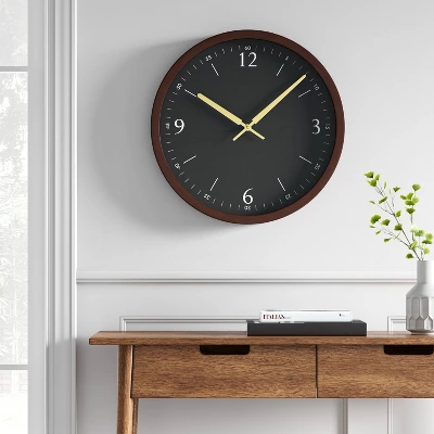 20" Walnut Woodgrain Wall Clock Black - Project 62™ 3 20" Walnut Woodgrain Wall Clock Black - Project 62™
