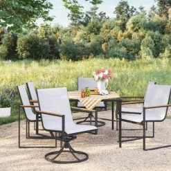 2pc Henning Swivel Outdoor Patio Dining Chairs Rocking Chairs Black - Project 62™