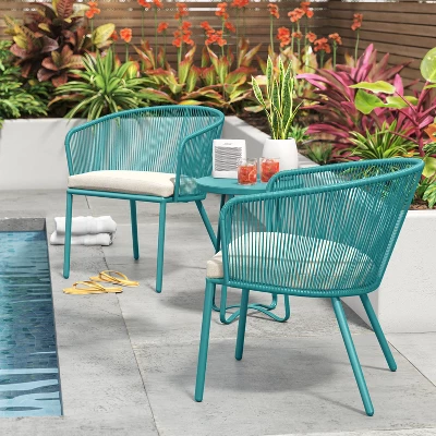 Fisher 3pc Deep Seating Patio Chat Set - Blue-Green - Project 62™ 3 Fisher 3pc Deep Seating Patio Chat Set - Blue-Green - Project 62™