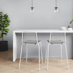 Set Of 2 Sodra Rounded Seat Wire Counter Height Barstool White - Project 62™