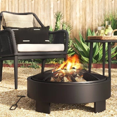 24" Round Wood Burning Fire Pit With Legs - Black - Project 62™ 3 24" Round Wood Burning Fire Pit With Legs - Black - Project 62™