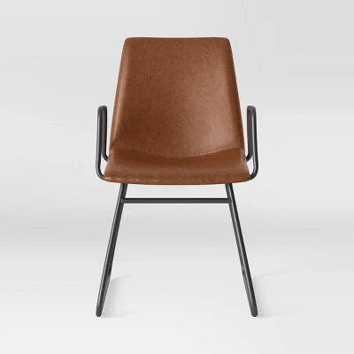 2pk Bowden Dining Chair With Arms Caramel Faux Leather - Project 62™ 5 2pk Bowden Dining Chair With Arms Caramel Faux Leather - Project 62™ - Image 3