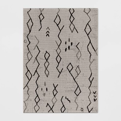 Grace Sketch Diamond Indoor/Outdoor Rug - Black/White - Project 62™ 7 Grace Sketch Diamond Indoor/Outdoor Rug - Black/White - Project 62™ - Image 5