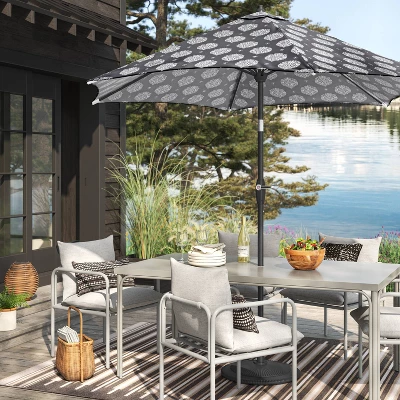 7'x10' Striped Tapestry Rectangular Woven Outdoor Area Rug Charcoal Gray - Project 62™ 3 7'x10' Striped Tapestry Rectangular Woven Outdoor Area Rug Charcoal Gray - Project 62™