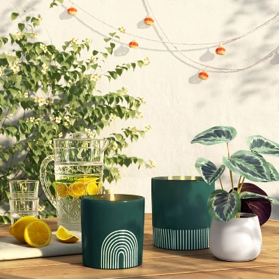 30oz Cylindrical Ceramic Arch 2-Wick Citronella Candle Deep Green - Project 62™ 3 30oz Cylindrical Ceramic Arch 2-Wick Citronella Candle Deep Green - Project 62™