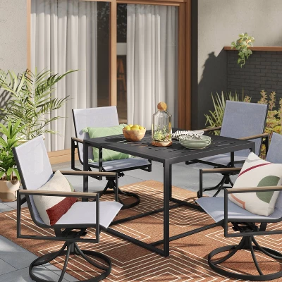 Henning 4 Person Rectangle Patio Dining Table - Black - Project 62™ 3 Henning 4 Person Rectangle Patio Dining Table - Black - Project 62™