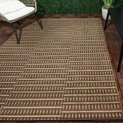 Shifted Geo Stripe Outdoor Rug Tan - Project 62™ 3 Shifted Geo Stripe Outdoor Rug Tan - Project 62™