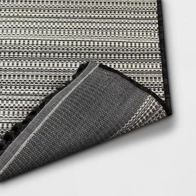 7' X 10' Outdoor Rug Striped Fringe Black - Project 62™ 4 7' X 10' Outdoor Rug Striped Fringe Black - Project 62™ - Image 2