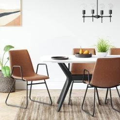 2pk Bowden Dining Chair With Arms Caramel Faux Leather - Project 62™