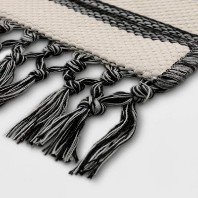 7' X 10' Fringed Stripe Outdoor Rug Charcoal - Project 62™ 3 7' X 10' Fringed Stripe Outdoor Rug Charcoal - Project 62™