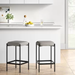 Edinburgh Upholstered Backless Counter Height Barstool With Metal Base Gray - Project 62™