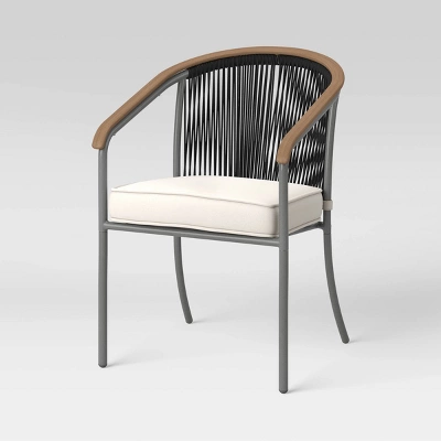 2pc Apex Mixed Material Outdoor Patio Dining Chairs Arm Chairs Black - Project 62™ 4 2pc Apex Mixed Material Outdoor Patio Dining Chairs Arm Chairs Black - Project 62™ - Image 2